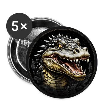 Alligator Krokodil Portrait - Buttons groß 56 mm (5er Pack) - Weiß - Vorne