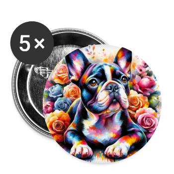 French Bulldog Painting - Buttons large 2.2''/56 mm (5-pack) - white - Front