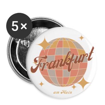 Boule disco rétro au design vintage de Francfort-sur-le-Main - Lot de 5 grands badges (56 mm) - blanc - Devant
