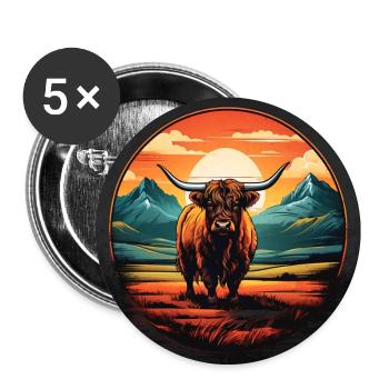 Scottish Highland cattle at sunset - Buttons large 2.2''/56 mm (5-pack) - white - Front