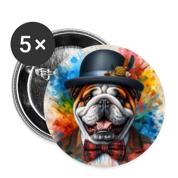 English Bulldog Splash Art - Buttons large 2.2''/56 mm (5-pack) - white - Front