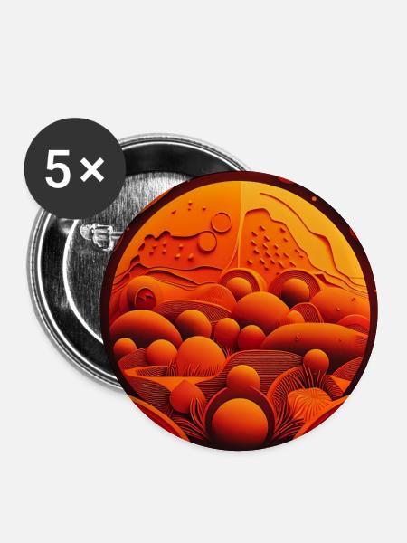 Rote Landschaft - Buttons groß 56 mm (5er Pack) - Weiß