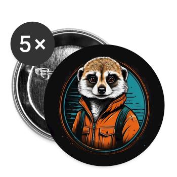 Suricate au look décontracté look extérieur - Lot de 5 grands badges (56 mm) - blanc - Devant