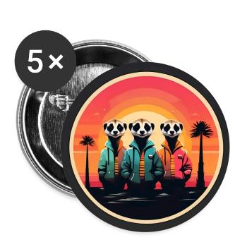 Three meerkats in colorful clothes - Buttons large 2.2''/56 mm (5-pack) - white - Front