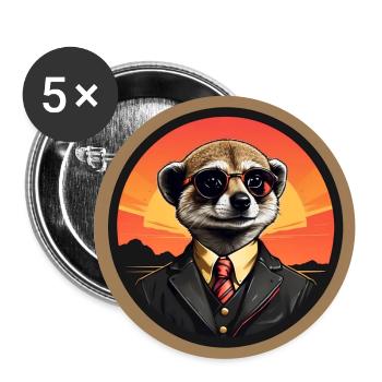 Meerkat in chic suit with tie - Buttons large 2.2''/56 mm (5-pack) - white - Front