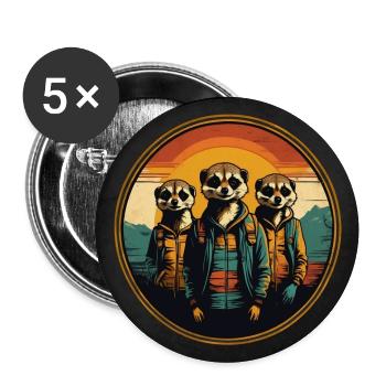 La famille de suricates vous regarde - Lot de 5 grands badges (56 mm) - blanc - Devant