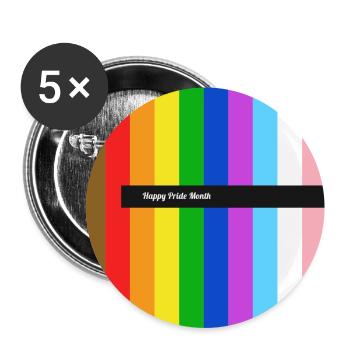Fierté Arc-en-ciel Happy Pride - Lot de 5 grands badges (56 mm) - blanc - Devant