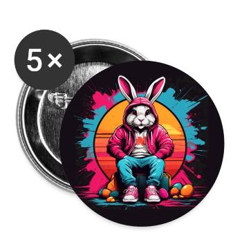 Cool Bunny Streetwear Hoodie Baseball Cap Splash of Color - Buttons large 2.2''/56 mm (5-pack) - white - Front