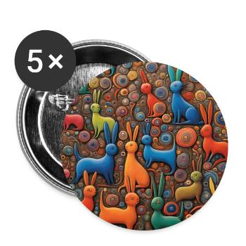 Surreale Pop-Tiere 10 - Buttons groß 56 mm (5er Pack) - Weiß - Vorne