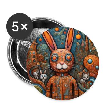 Surreal Pop Animals 9 Rabbit - Lot de 5 grands badges (56 mm) - blanc - Devant