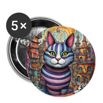Surreale Pop-Tiere 8 Katze - Buttons groß 56 mm (5er Pack) - Weiß - Vorne