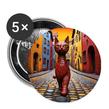 Surreale Pop-Tiere 7 Katze - Buttons groß 56 mm (5er Pack) - Weiß - Vorne