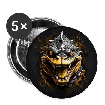 Angry crocodile alligator with glowing eyes - Buttons large 2.2''/56 mm (5-pack) - white - Front