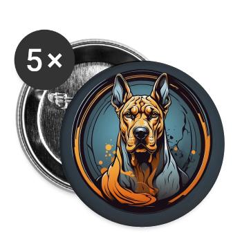 Portrait Deutsche Dogge im Farbkreis - Buttons groß 56 mm (5er Pack) - Weiß - Vorne