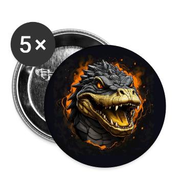 Angry crocodile alligator with glowing eyes - Buttons large 2.2''/56 mm (5-pack) - white - Front