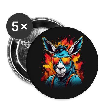 Cooler Esel mit Sonnenbrille vor Farbklecksen - Buttons groß 56 mm (5er Pack) - Weiß - Vorne