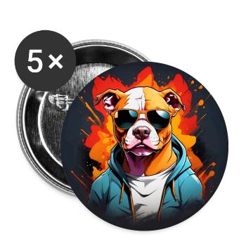 cool american bulldog with sunglasses - Buttons large 2.2''/56 mm (5-pack) - white - Front