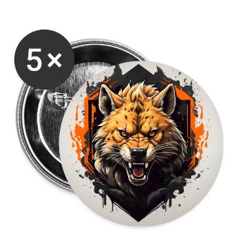 Hyène Hyène Portrait - Lot de 5 grands badges (56 mm) - blanc - Devant