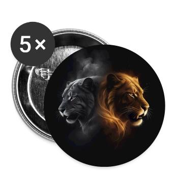 Double Portrait Lion Tiger - Buttons large 2.2''/56 mm (5-pack) - white - Front
