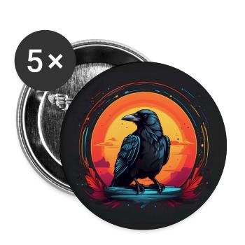 Raven Portrait Crow Portrait in Colorful Color Wheel - Buttons large 2.2''/56 mm (5-pack) - white - Front