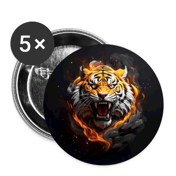 Portrait fauchender Tiger - Buttons groß 56 mm (5er Pack) - Weiß - Vorne