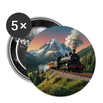 Nostalgic smoking steam locomotive with wagons - Buttons large 2.2''/56 mm (5-pack) - white - Front