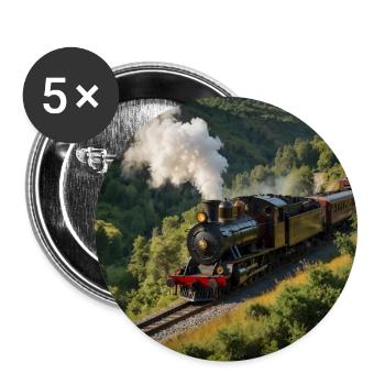 Nostalgic smoking steam locomotive with wagons - Buttons large 2.2''/56 mm (5-pack) - white - Front