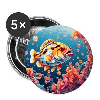Magnificent perch framed by colorful bubbles - Buttons large 2.2''/56 mm (5-pack) - white - Front