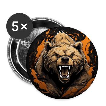 Angry grizzly bear on color wheel splashes of color - Buttons large 2.2''/56 mm (5-pack) - white - Front