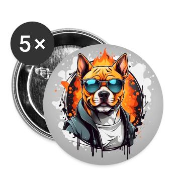 Cool Staffordshire Terrier avec lunettes de soleil - Lot de 5 grands badges (56 mm) - blanc - Devant