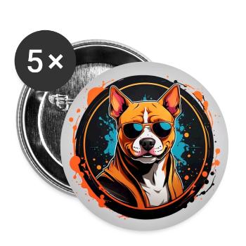 Cool Staffordshire Terrier avec lunettes de soleil - Lot de 5 grands badges (56 mm) - blanc - Devant