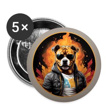 Cooler Staffordshire Terrier mit Sonnenbrille - Buttons groß 56 mm (5er Pack) - Weiß - Vorne