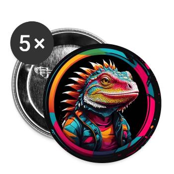 Cool lizard monitor lizard bearded dragon - Buttons large 2.2''/56 mm (5-pack) - white - Front