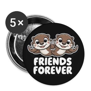 Two funny otters friends for life forever - Buttons large 2.2''/56 mm (5-pack) - white - Front