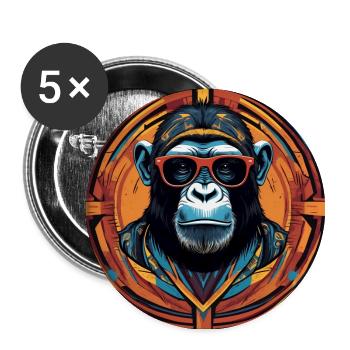 Cool chimpanzee with sunglasses - Buttons large 2.2''/56 mm (5-pack) - white - Front