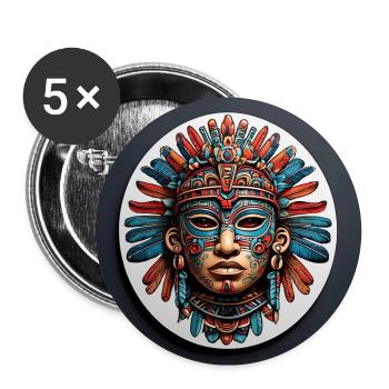Mayan, Inca, Aztec Mask - Buttons large 2.2''/56 mm (5-pack) - white - Front