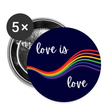 Love is Love. Rainbow design on dark background. - Buttons large 2.2''/56 mm (5-pack) - white - Front