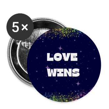Love Wins - Buttons large 2.2''/56 mm (5-pack) - white - Front