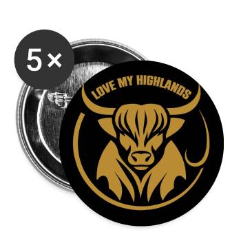 My Highlands cattle I love Highlands - Buttons large 2.2''/56 mm (5-pack) - white - Front