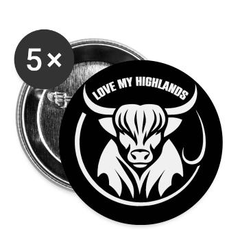 My Highlands cattle I love Highlands - Buttons large 2.2''/56 mm (5-pack) - white - Front