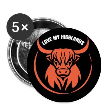 My Highlands cattle I love Highlands - Buttons large 2.2''/56 mm (5-pack) - white - Front