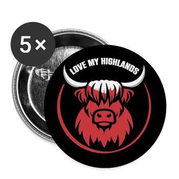 My Highlands cattle I love Highlands - Buttons large 2.2''/56 mm (5-pack) - white - Front