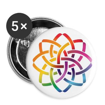 Keltische Regenbogen Blume Keltischer Knoten Bunt - Buttons groß 56 mm (5er Pack) - Weiß - Vorne