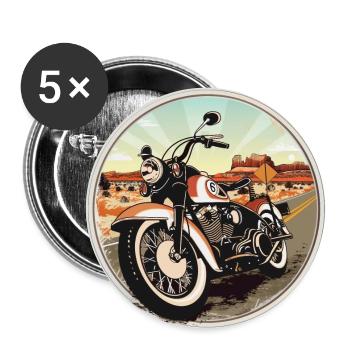 Vintage motorbike usa - Lot de 5 grands badges (56 mm) - blanc - Devant