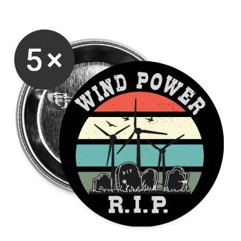 Wind Power RIP, No to Wind Energy - Buttons large 2.2''/56 mm (5-pack) - white - Front