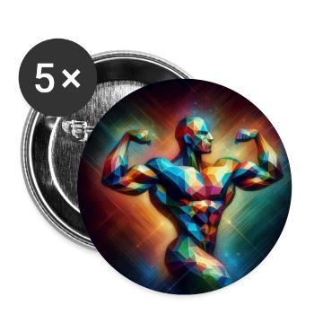 Culturisme - Lot de 5 grands badges (56 mm) - blanc - Devant