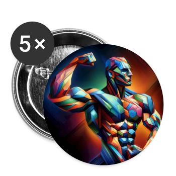 Culturisme - Lot de 5 grands badges (56 mm) - blanc - Devant