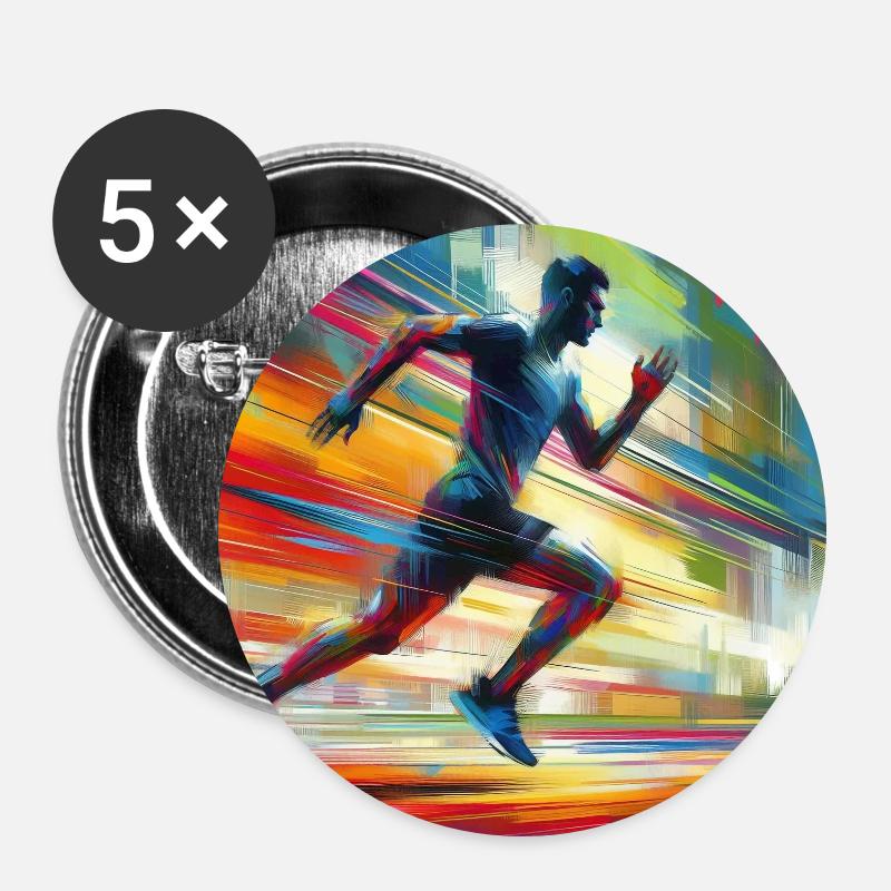 Running Man 1 - Buttons large 2.2''/56 mm (5-pack) - white