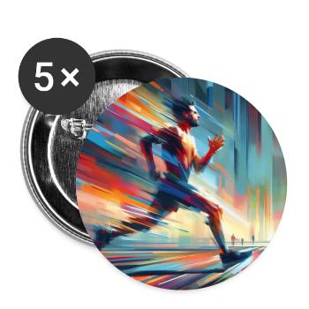 Homme qui court 2 - Lot de 5 grands badges (56 mm) - blanc - Devant