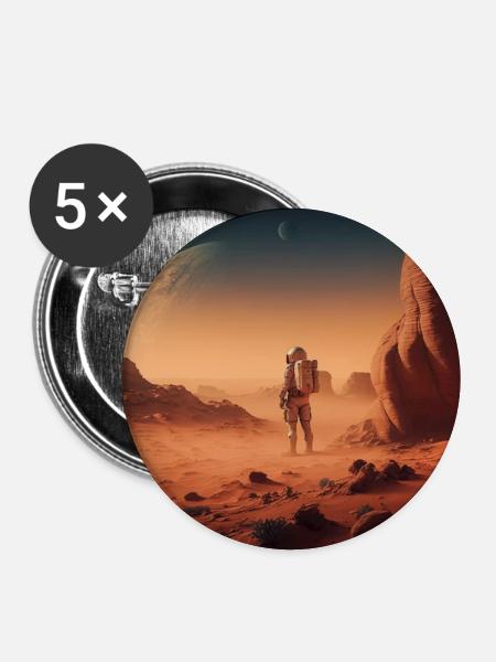 Wüstenraumfahrer - Buttons groß 56 mm (5er Pack) - Weiß